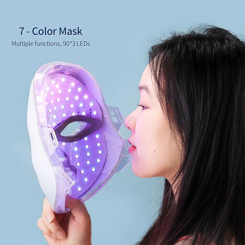 Wireless 7-Color LED Light Therapy Facial Mask – Anti-Aging, Anti-Acne & Skin Tightening Beauty Device